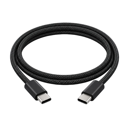 Klassisk Flätad Laddkabel USB-C Svart – produktbild 2