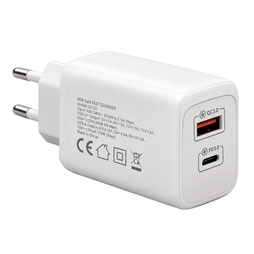 KABELIX 65W GaN snabbladdare med USB-C och USB-A – produktbild 2