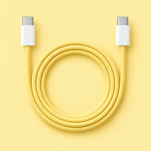 Klassisk Flätad Laddkabel USB-C Gul