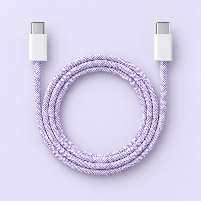 Klassisk Flätad Laddkabel USB-C Lila