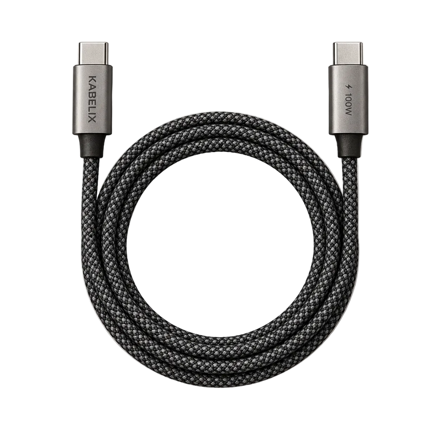 KABELIX® USB-C till USB-C-kabel 100W – 1,2 m flätad