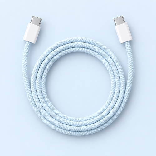 Klassisk Flätad Laddkabel USB-C Blå – produktbild 2