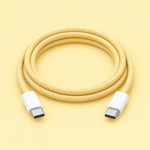 Klassisk Flätad Laddkabel USB-C Gul – produktbild 2