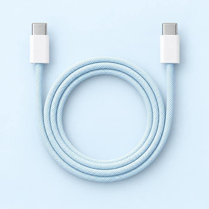 Klassisk Flätad Laddkabel USB-C Blå