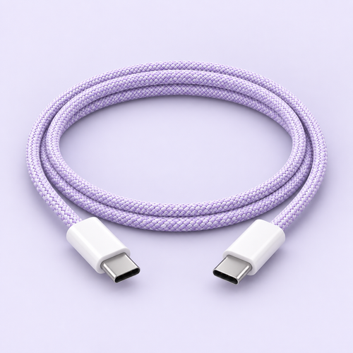 Klassisk Flätad Laddkabel USB-C Lila – produktbild 2