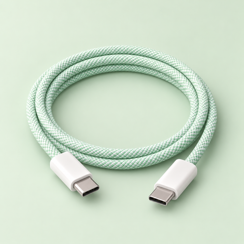 Klassisk Flätad Laddkabel USB-C Grön – produktbild 2
