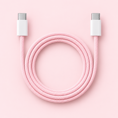 Klassisk Flätad Laddkabel USB-C Rosa